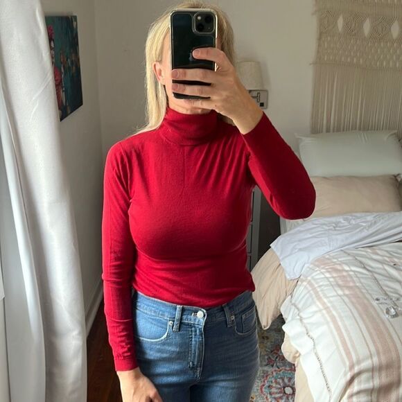 Lafayette 148 Wool Red Turtleneck Size Small - Picture 1 of 9